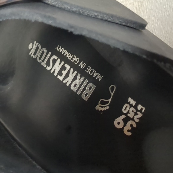 Birkenstock Black Leather Arizona Big Buckle Slide Sandal EU 39, U.S. 8/8.5 EUC - Picture 6 of 10